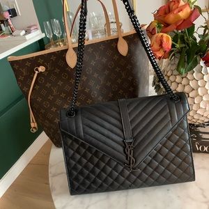 Saint Laurent large monogram leather envelope bag